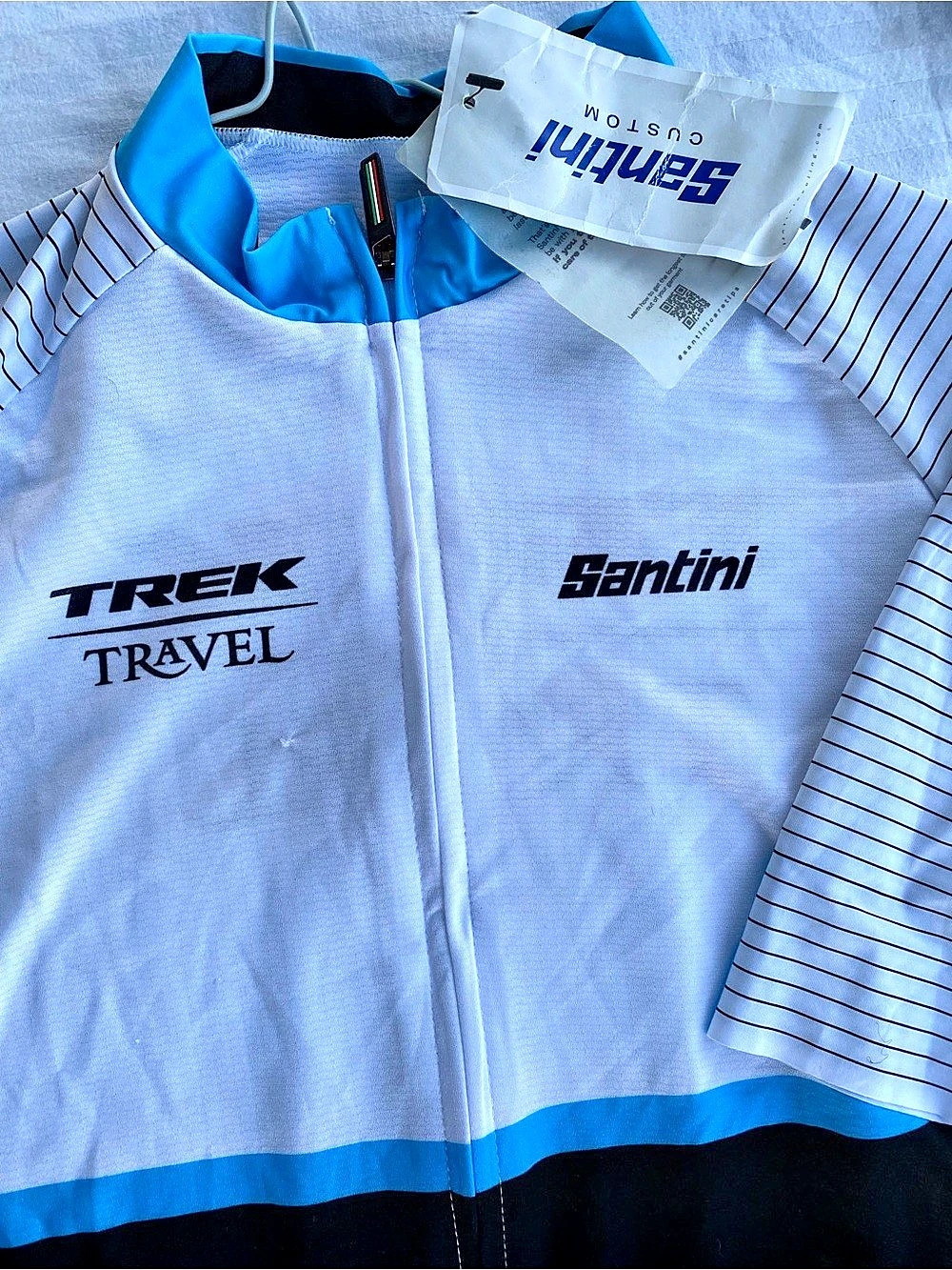 Santini Trek Travel cycling jersey Cycling Jersey White & Black Small NWT